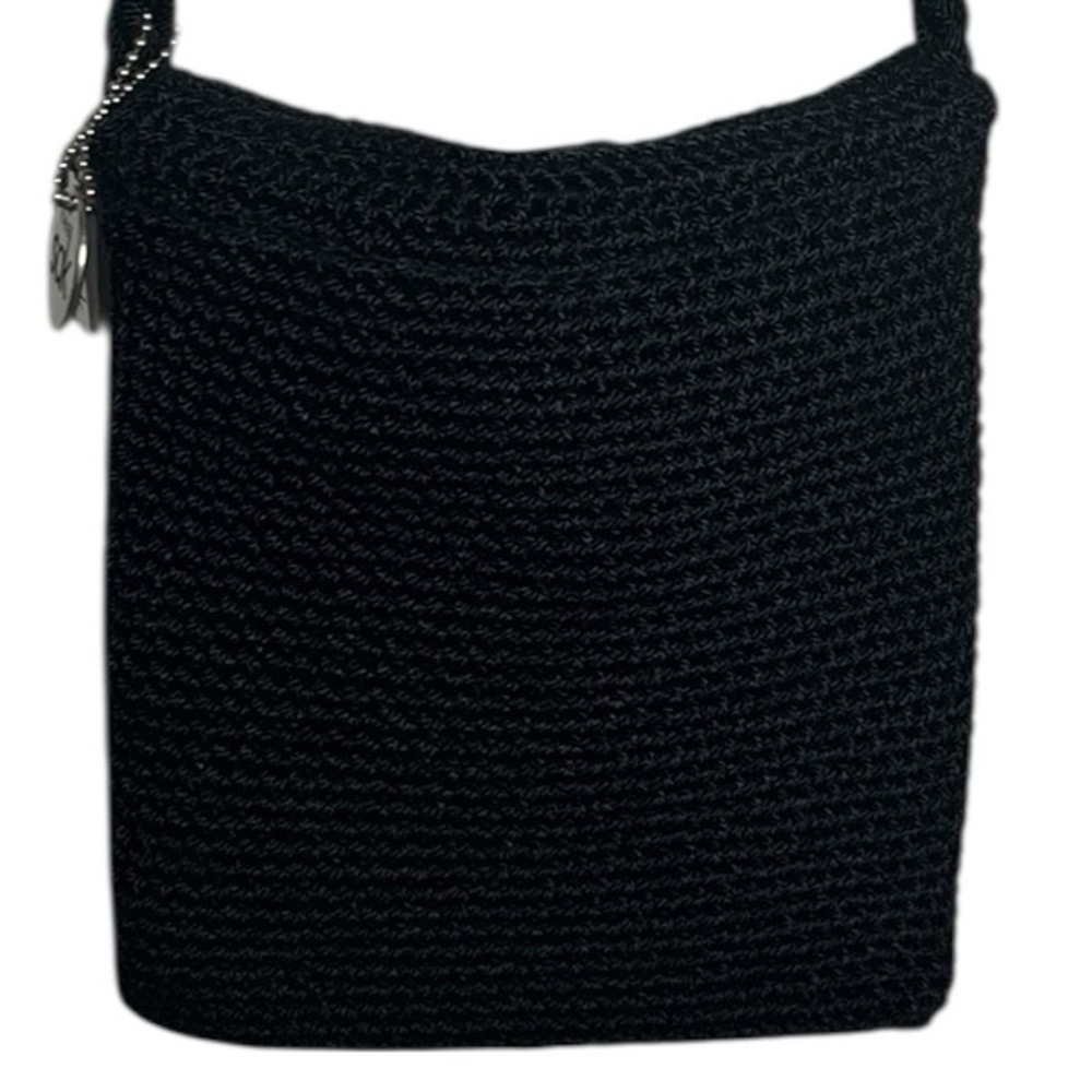 The Sak Black Woven Crochet Crossbody Bag Small Flap Purse